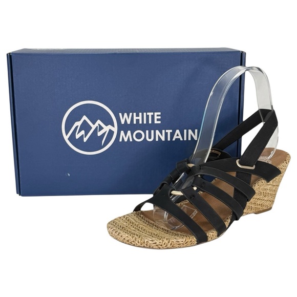 White Mountain Ataps Black Faux Leather Strappy Womens Sandals Size 8M - Picture 13 of 15